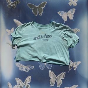 90s cropped blue adidas shirt